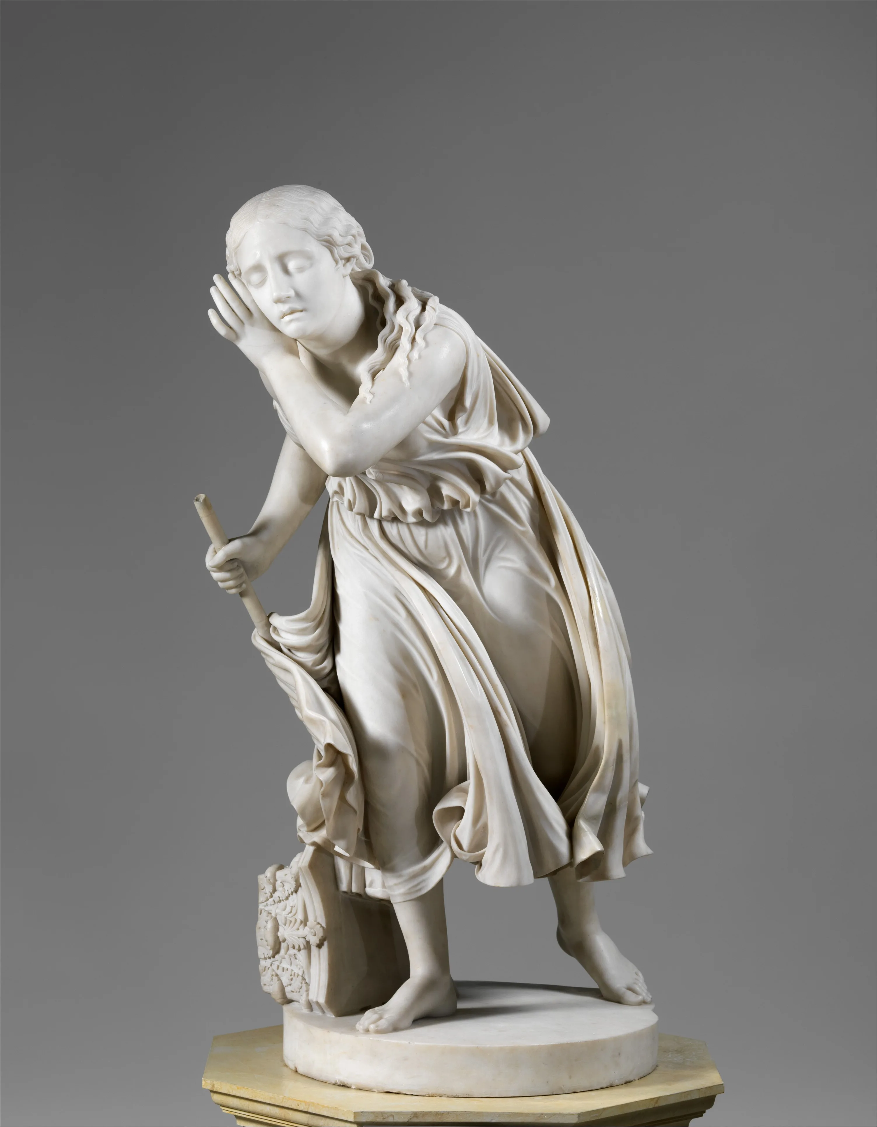Nydia, the Blind Flower Girl of Pompeii by Randolph Rogers, an 1853 marble sculpture of a draped woman leaning forward, head tilted as she listens — from the collection of The Metropolitan Museum of Art.